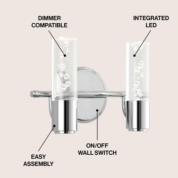 Bolha Minimalist Modern Bubble Acrylic/Iron Integrated LED Vanity Light